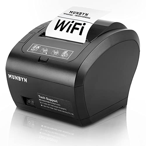 MUNBYN WiFi Thermal Receipt Printer with USB/LAN/RS232 Port POS Printer - color: Black