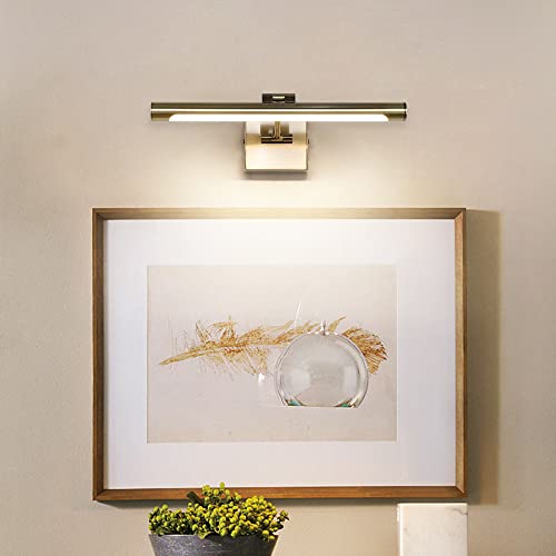 Joosenhouse LED Picture Lights for Paintings Bronze Finish 16.53" Long Swing Arm Display Wall Art Light 7W Gallery Hallway Lighting Over Pictures,Hardwired Connection 3000K - color: Antique Bronze, size: Dimmable 16.53" Long