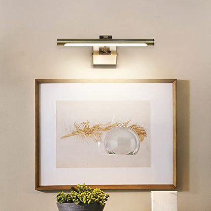 Joosenhouse LED Picture Lights for Paintings Bronze Finish 16.53" Long Swing Arm Display Wall Art Light 7W Gallery Hallway Lighting Over Pictures,Hardwired Connection 3000K (Pack of 2) - color: Antique Bronze, size: Dimmable 16.53" Long (Pack of 2)