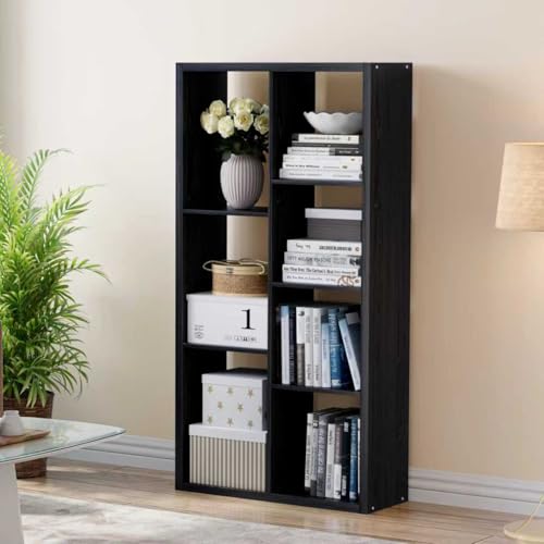 VDNEND Cube Storage Organizer Bookcase, Decorative 11 inch Open Back Cubical Shelf with Thickened Border, Display Bookshelf for Living Room, Home Office, Sturdy Room (Black, 7 Cube) - color: Black, size: 7 Cube,Standard