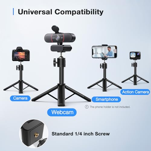 EMEET C960 4K Webcam with Tripod, 3 Adjustable Height, 360° Swivel Head - style: 4K Tripod
