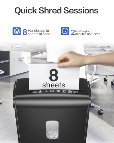 Locksworth 8-Sheet Micro Cut Shredder for Home Office, 4 Gallons Bin P-4 High Security Shredders for Papers/Credit Cards/Staples/Clips, Small Commercial Paper Shredder with Transparent Window - size: 8-sheet
