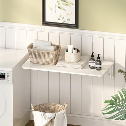 TEAMIX Wall Mounted Folding Desk for Small Spaces - White, 29.9 x 15.7inch - color: White, size: 29.9"W x 15.7"D
