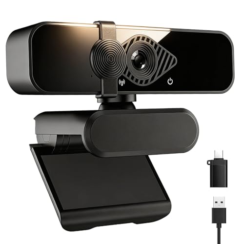 4K Webcam with USB C Adapter and Privacy Cover – Built-in Microphone, Plug & Play for PC/Mac/Laptop/Desktop