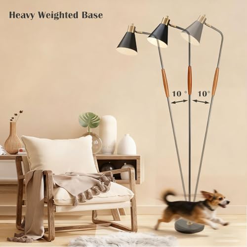 Adjustable Reading Floor Lamp,360°Rotatable Shade,3CCT LED Bulb Include,Black - color: Black Metal Shade