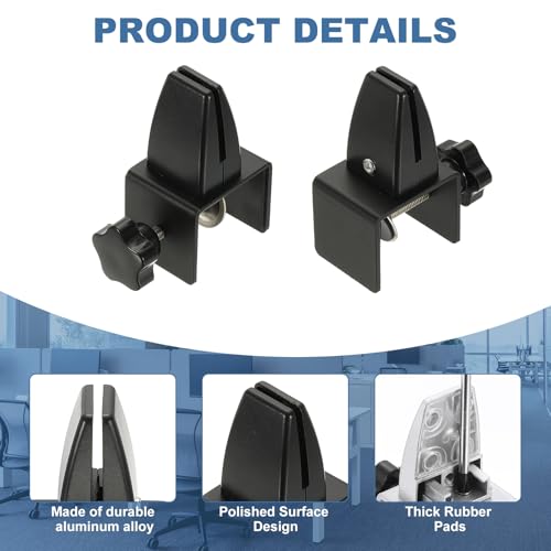 PATIKIL 1.8x1.3x2.1" Desk Divider Support Clamp 2Pcs Aluminum Desk Black - color: Black
