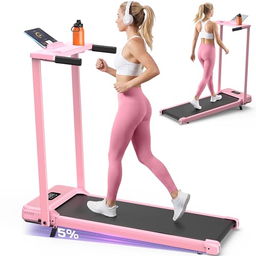 ANCHEER Walking Pad with Incline-Under Desk Treadmill for Home/Office - color: Rose Gold Pink