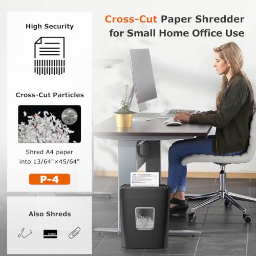 Bonsaii 9-Sheet Crosscut Paper Shredder for Home, P-4 Security Level | Shreds Credit Card, Mail, Staple & Clip, Document Shredder, 4.2 Gal Wastebasket, Small Shredder for Home Office, C261-C - size: Crosscut 9 Sheet Updated