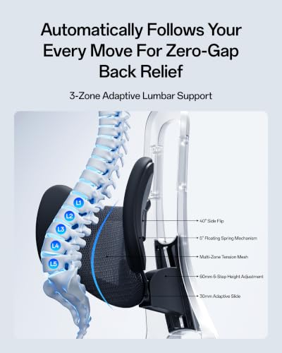 Hbada E3 Pro 2026 Edition Ergonomic Office Chair, Mesh Desk Chair with 3-Zone Floating Lumbar Support, Upgraded 4D Headrest, 720° Armrests, Black with Footrest - color: Black
