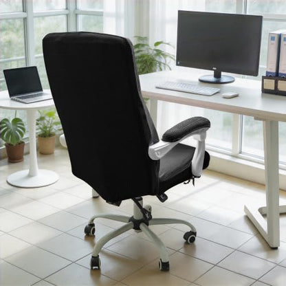 FORCHEER Water-Resistant Large Office Chair Cover with Armrest Covers Black Stretch Jacquard Computer Desk Chair Slipcover Non-Slip Cats/Dogs Proof Washable - color: Black, size: Office Chair Cover with Armrest Covers