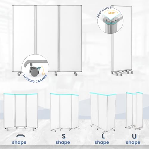 MAKELLO Office Partition 71"x71", Cubicle Room Divider on Wheel, Whiteboard | 3 Panel Foldable Privacy Panel, Writing, Sound Proof, Strong Magnetic, Freestanding, Room Partition for Office, Home, School - color: Whiteboard