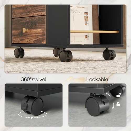 ModernMate 20" Mobile File Cabinet with 3 Drawers & Lockable Wheels
