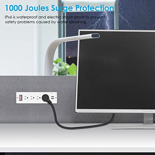 Conference Recessed Power Strip Waterproof,Furniture Recessed Power Strip with 4 Outlets,2 USB,Table Surge Protector,Flush Mount Water Resistant,6ft Cable with Flat Plug - color: White, size: 4 Outlets