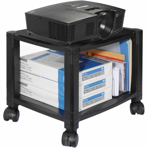 Kantek Mobile Printer Stand Cart, 2 Shelf with Drawer, Adjustable Height, Cable Management, Locking Casters, 17" x 13.25" x 14.12" - size: 17-Inch Standard, style: 2-Shelf