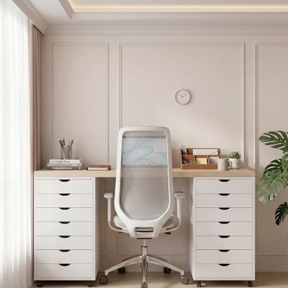 7 Drawer Mobile File Cabinet with Wheels, Office Storage Drawers, White - color: White, size: 15.75"D x 18.74"W x 34.25"H(7 Drawers)