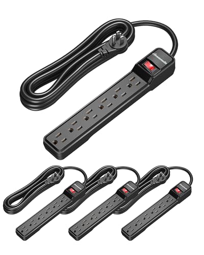 DEWENWILS 15 Foot Long Power Strip, 4 Pack - style: Black 4 Pack