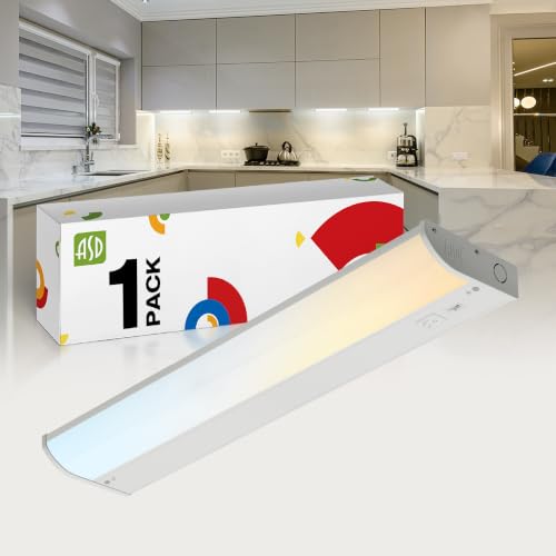 ASD LED Under Cabinet Lighting, 18 inch 8W 715 LM, Dimmable Hardwired Under Cabinet Lights for Kitchen, 3000K Soft/4000K Cool/5000K Daylight, Under Counter Light Fixtures, ETL, White, Bullnose Design - color: 18 Inch White, size: 1 Pack