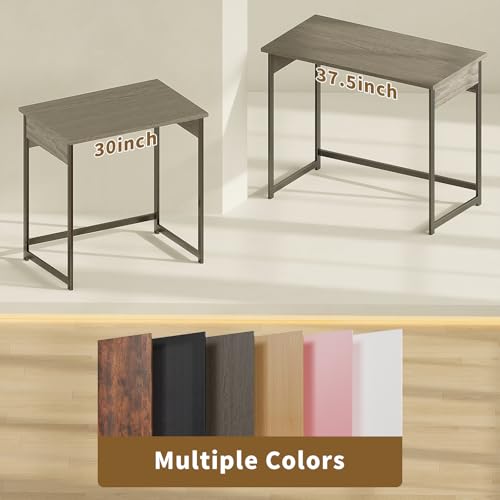 ALISENED Home Office Desks, 30 Inch Small Computer Desk, Home Office Desk, Compact Study Desks for Small Spaces, Easy to Assemble, Gray - color: Grey, size: W-30in