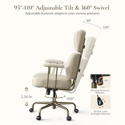 EUREKA ERGONOMIC Cameron Microfiber Suede Office Chair, High Back, White - color: Off-white, size: High-Back