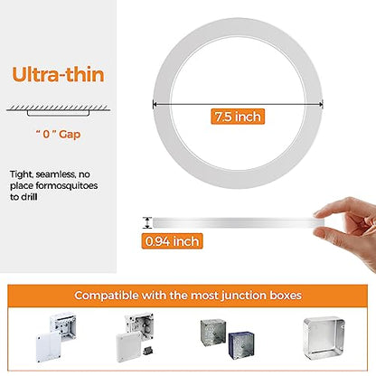 slochi 6Pack Flush Mount Ceiling Light, 3000K/4000K/6500K - color: White, size: 7.5Inch-6Pack