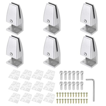 PATIKIL 6 Pcs Adjustable Desk Divider Partition Clips, L-Shape Aluminum Sneeze Guard Support Clamps Desktop Divider Clips for Offices Stores Counter Privacy Panel, Silver - color: Silver