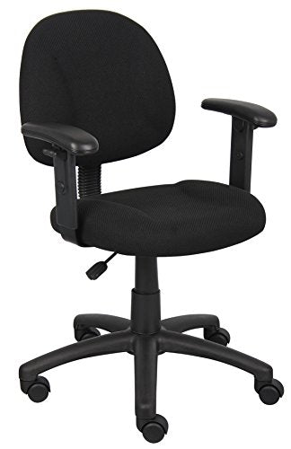Boss Office Products B316-BK Perfect Posture Delux Fabric Task Chair with Adjustable Arms in Black, Low-Back