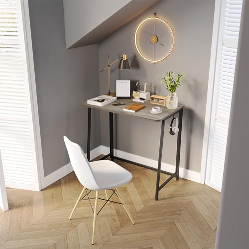 WOHOMO Folding Desk 31.5" Foldable Computer Table for Small Spaces GrayWash - color: Graywash, size: Small Size:31.5 x 15.7