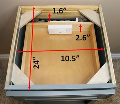 Compact in-Drawer Outlet with Cord Management Arm (2) USB-A Ports (2) 15 Amp Plugs fits Narrow and Shallow Drawers - size: (2) USB-A, style: Compact