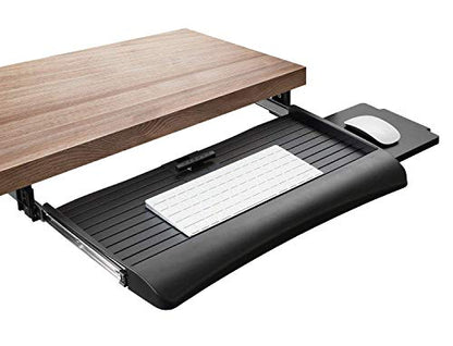 Mount-It! Keyboard Tray Under Desk with Adjustable Mouse Platform – Easy-Glide Sliding Drawer Under Desk Slide Out – Ergonomic Under Key Board Shelf for Office, Gaming, and Workstations