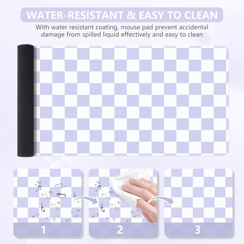iCasso Desk Pad Mat, Cute Desk Matt for Desktop, Purple Checkered - color: Purple Checkered