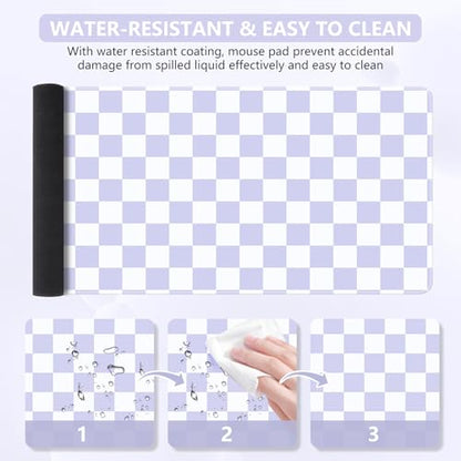 iCasso Desk Pad Mat, Cute Desk Matt for Desktop, Purple Checkered - color: Purple Checkered