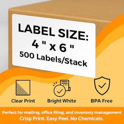 2000 4" x 6" Fanfold Thermal Shipping Labels for Zebra Printers - size: 4" x 6" - 4 Stacks ( 2000 labels ）