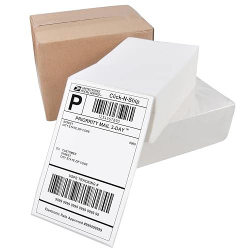 L LIKED 1000 4x6 Thermal Shipping Labels Fanfold, Direct Thermal Printer Labels Compatible with Zebra Rollo - Perforated Strong Adhesive - size: 1000 Labels