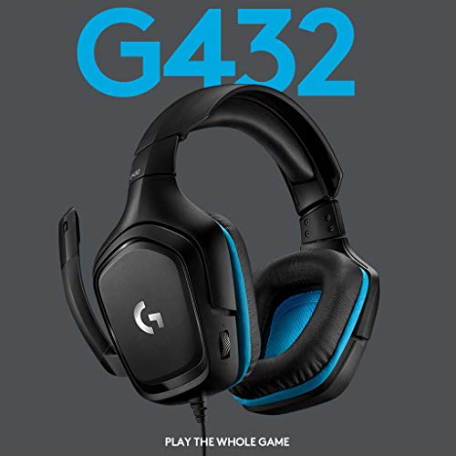 Logitech G432 Wired Gaming Headset - Black | DTS Headphone:X 2.0, 50 mm audio drivers, USB and 3.5 mm jack, Flip-to-Mute mic, PC compatible