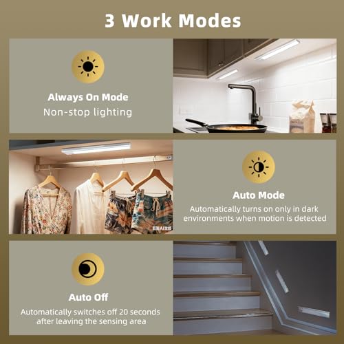 Dimmable Under Cabinet Lighting, Wireless Motion Sensor Light, 5 Pack - color: White Light, size: 10 inch