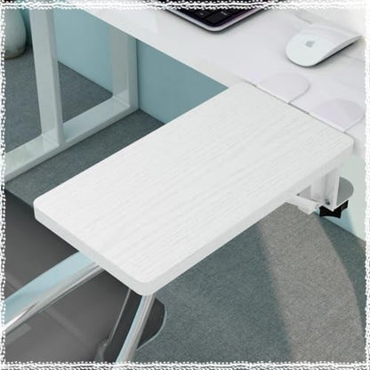 Foldable Clamp-On Desk Extender Tray with Wrist Rest - Ergonomic Keyboard Shelf for Computer Arm Support - color: White-a