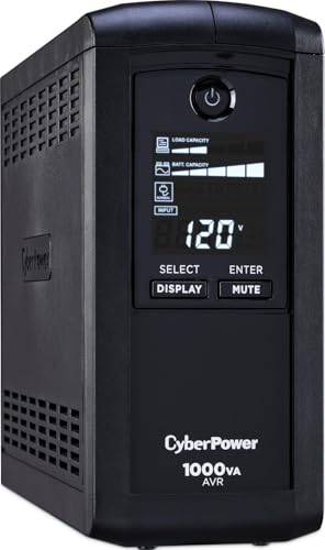 CyberPower CP1000AVRLCD Intelligent LCD UPS Battery Backup | Surge Protector, 1000VA/600W, 9 Outlets, AVR, Mini-Tower - size: 1000VA