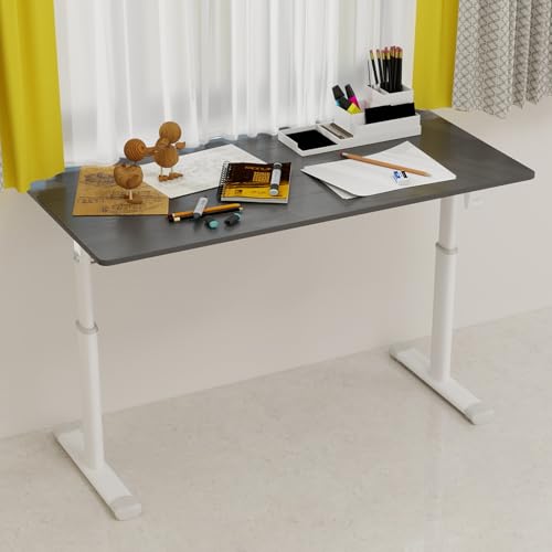 47 Inch Standing Desk Height Adjustable, Sit to Stand Up Computer Desk, Home Office Study Writing Gaming Desks, Small Office Desks for Kids and Adults (Grey) - color: Grey, size: 47