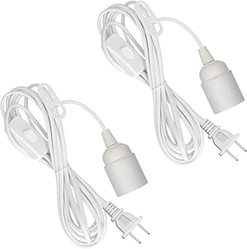 Hanging Light Cord 2-Pack Pendant Light Cord Lamp Kit 15FT Extension Hanging Lantern Pendant Lamp Cord Cable E26/E27 Lamp Kit DIY Plug in Hanging Light Kit with Switch for Bedroom Plant Growth Light - color: E27 Hanging Socket