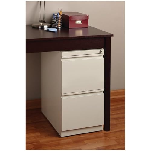 Hirsh Industries Scranton & Co 20" 2-Drawer Metal Mobile Pedestal Filing Cabinet, Beige Finish, 27.75" H, Hidden Casters, Letter-Size File Compatibility, Lockable, Commercial Grade Office Furniture - color: Beige