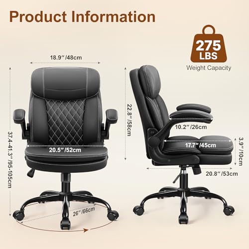 Office Desk Chair, Ergonomic Computer Chair with Unique Dual-Layer Support - color: Black