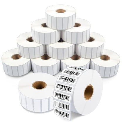 Aegis Adhesives - 1.75" X 0.875" Direct Thermal Labels (18000 Count, 12 Rolls) - Barcode Stickers, File Folder Labels, Shelf Edge Identification - Compatible with Zebra and Rollo Printers - size: 1.75" X 0.875"