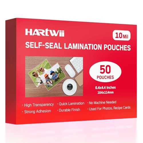 50 Pack Self-Sealing Laminating Pouches 4x6 Inch,10 Mil Self Adhesive Lamination Pouches,Waterproof Photo No Heat Laminating Sheets No Laminator Machine Need - size: 4.4x6.4"_10Mil, style: 50PCS