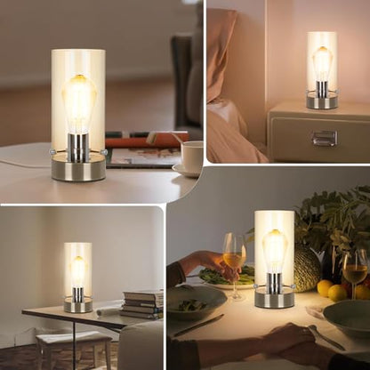Bedside Nightstand Lamp for Bedroom Living Room, Modern Desk Lamp - color: Bronze-Clear