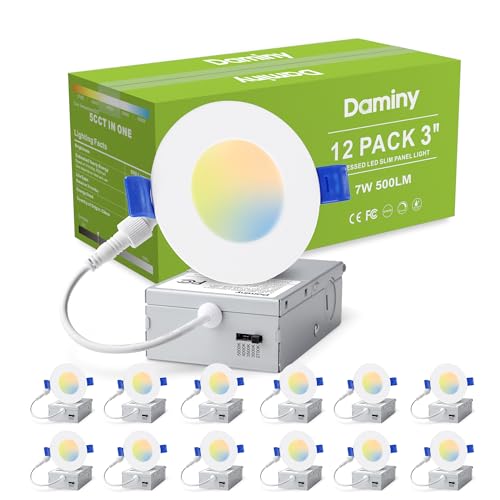 DAMINY 12 Pack 3 Inch LED Recessed Lighting, Canless Wafer Downlight - color: White, size: 3 Inch