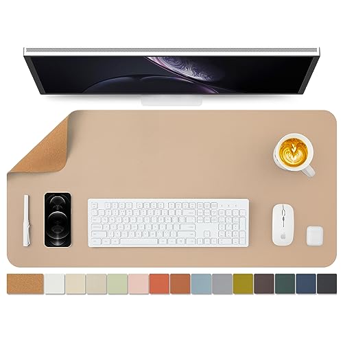 Cork Apricot Desk Mat - Dual-Sided Desk Pad for Office and Home - Desk Organization and Accessories - Ideal for Large Mouse Pad and Desk Mats on Top of Desks(36"x 17") - color: Apricot, size: 36" x 17"