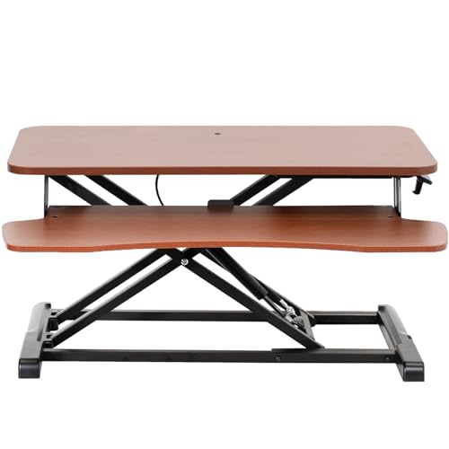 VIVO Dark Walnut 32 in Standing Desk Converter, DESK-V000KA - color: Dark Walnut, size: 32"