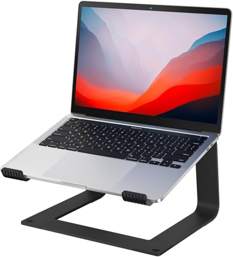Laptop Stand for Desk Portable Computer Riser Metal Notebook Holder Printer Stand Office Desk Accessories Compatible with MacBook Air, Pro, Dell, HP, Lenovo and All 10-16" Laptops, Black - color: Black