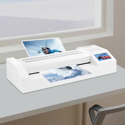 Electric Thermal Laminator Machine,A4/A3 Paper Hot/Cold Roll 12.6inch Laminating Width Device with with Four Rollers and a Switching Button for Offices Homes Schools