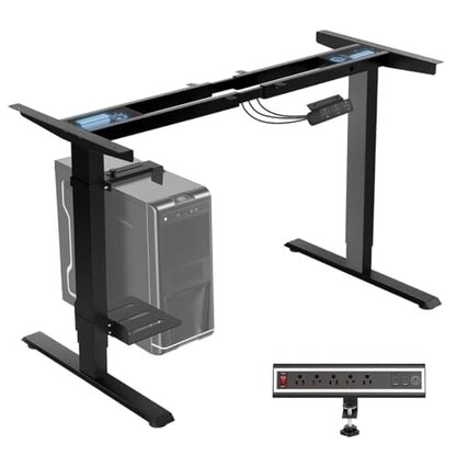 TOPSKY Dual Motor Electric Standing Desk Frame, Height Adjustable Sit Stand Base for Home Office, Fits Table Tops up to 70.8 x 31.5 Inch, 225 lb Capacity (Black, with CPU Stand) | • Dual motors support 225 lbs quietly •Height 27.6"-47.3", width 43"-59" •